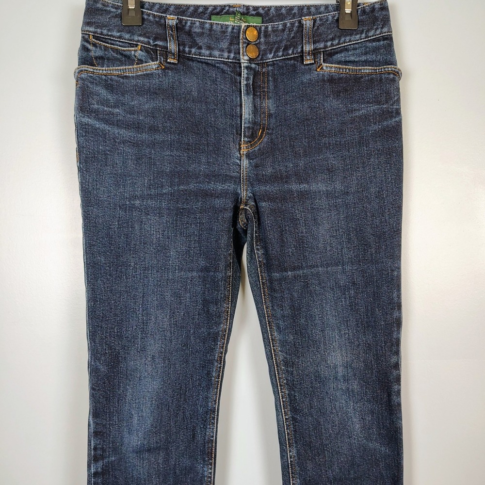 Lauren Jeans Co Ralph Lauren Dark Wash Straight Leg Flap Pocket Jeans 6 Indigo - Picture 3 of 7
